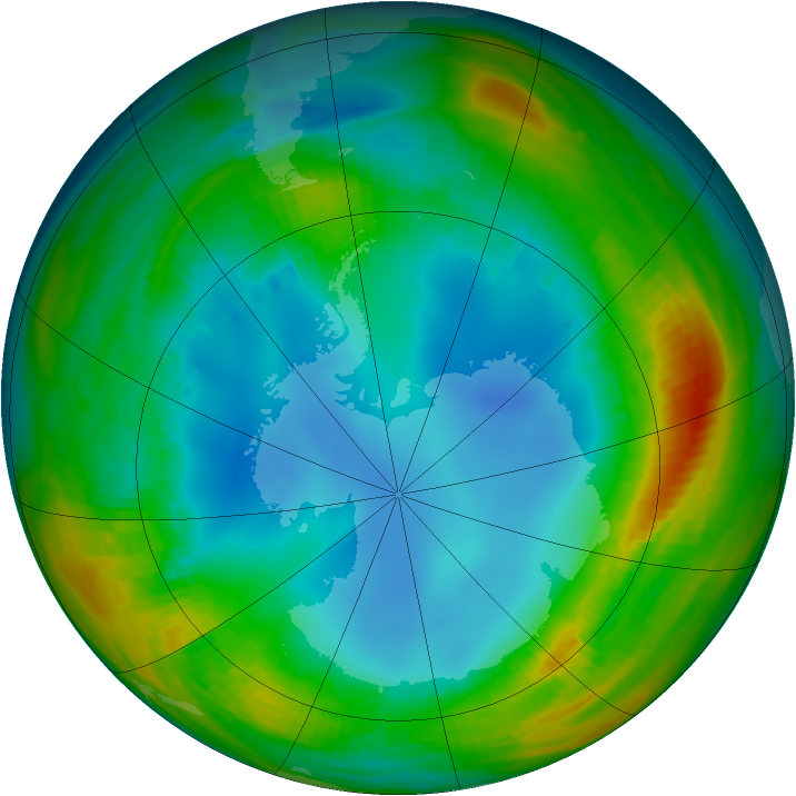 Antarctic ozone map for 28 July 1986